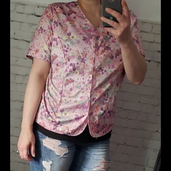 Pastel Pink Flower Power Botanical Shirt - Picture 2 of 9